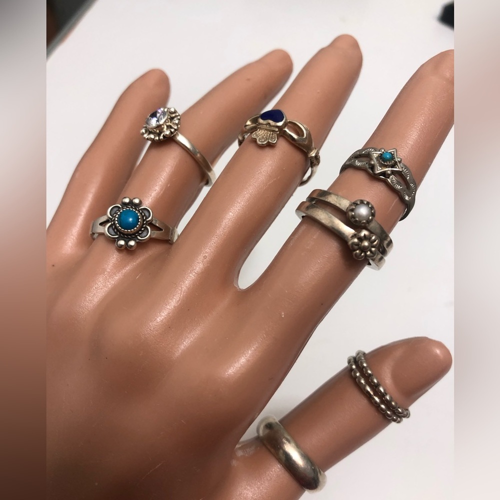925 Sterling Silver Lot of Ring Different Size and Style Stones